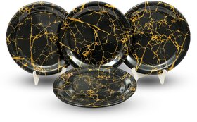 Ariya 11 Inches Melamine Dinner Plate Set of 4 (Golden Thunder) Microwave & Dishwasher Safe Dinnerware, Full Serving Plate Set for Snacks, Breakfast, Lunch, Dinner, Break Resistant, All Occasions
