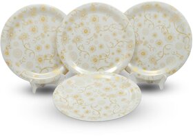 Ariya Melamine 12-Inch Dinner Plates Set of 4 (Golden Blossom) | Durable & Break-Resistant | Microwave & Dishwasher Safe | Reusable Serving Plates for Snacks, Breakfast, Lunch & Dinner for Hotel