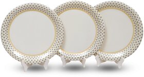 Ariya 11 Inches Melamine Dinner Plate Set of 3 (Royal Blue Border) Microwave & Dishwasher Safe Dinnerware, Full Serving Plate Set for Snacks, Breakfast, Lunch, Dinner, Break Resistant, All Occasions