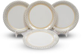 Ariya 11 Inches Melamine Dinner Plate Set of 4 (Royal Blue Border) Microwave & Dishwasher Safe Dinnerware, Full Serving Plate Set for Snacks, Breakfast, Lunch, Dinner, Break Resistant