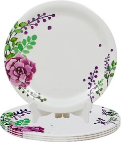 Ariya 11 Inches Melamine Dinner Plate Set of 4 (Rose Bloom) Microwave & Dishwasher Safe Dinnerware, Full Serving Plate Set for Snacks, Breakfast, Lunch, Dinner, Break Resistant, All Occasions