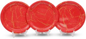 Ariya 11-Inch Melamine Dinner Plate Pack of 3 (Red Luxe Marble) | Full Serving Plates for Lunch, Dinner, Snacks | Unbreakable, BPA-Free, Microwave & Dishwasher Safe Tableware for Home & Kitchen