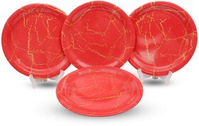 Ariya 11-Inch Melamine Dinner Plate Pack of 4 (Red Luxe Marble) | Full Serving Plates for Lunch, Dinner, Snacks | Unbreakable, BPA-Free, Microwave & Dishwasher Safe Tableware for Home & Kitchen