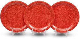 Ariya 11-Inch Melamine Dinner Plate Pack of 3 (Red Crackle) | Full Serving Plates for Lunch, Dinner, Snacks | Unbreakable, BPA-Free, Microwave & Dishwasher Safe Tableware for Home & Kitchen