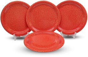 Ariya 11-Inch Melamine Dinner Plate Pack of 4 (Red Crackle) | Full Serving Plates for Lunch, Dinner, Snacks | Unbreakable, BPA-Free, Microwave & Dishwasher Safe Tableware for Home & Kitchen