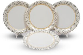 Ariya 11 Inches Melamine Dinner Plate Set | Set of 4 | Royal Blue Border | Microwave & Dishwasher Safe Dinnerware | Full Serving Plate Set for Snacks, Breakfast, Lunch, Dinner | Kitchen Essentials