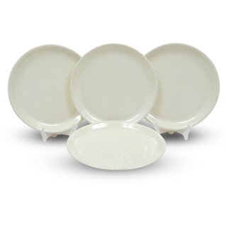 Ariya Melamine 12-Inch Dinner Plates Set of 4 (White Oasis) | Durable & Break-Resistant | Microwave & Dishwasher Safe | Reusable Serving Plates for Snacks, Breakfast, Lunch & Dinner for Hotel