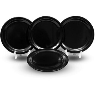 Ariya 11 Inches Melamine Dinner Plate Set of 4 (Black) Microwave & Dishwasher Safe Dinnerware, Full Serving Plate Set for Snacks, Breakfast, Lunch, Dinner, Break Resistant, All Occasions