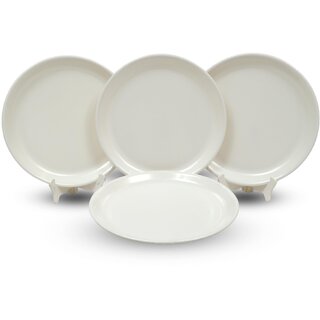 Ariya Melamine 12-Inch Dinner Plates Set of 4 (Milky Mist) | Durable & Break-Resistant | Microwave & Dishwasher Safe | Reusable Serving Plates for Snacks, Breakfast, Lunch & Dinner for Hotel