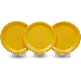 Ariya 11-Inch Melamine Dinner Plate Pack of 3 (Sunshine Marble) | Full Serving Plates for Lunch, Dinner, Snacks | Unbreakable, BPA-Free, Microwave & Dishwasher Safe Tableware for Home & Kitchen