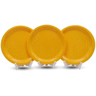 Ariya 11-Inch Melamine Dinner Plate Pack of 3 (Sunshine Crackle) | Full Serving Plates for Lunch, Dinner, Snacks | Unbreakable, BPA-Free, Microwave & Dishwasher Safe Tableware for Home & Kitchen