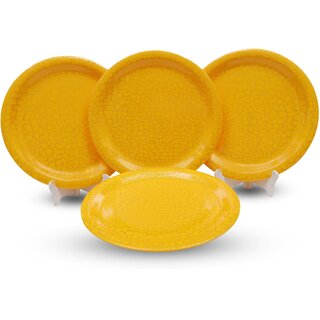 Ariya 11-Inch Melamine Dinner Plate Pack of 4 (Sunshine Crackle) | Full Serving Plates for Lunch, Dinner, Snacks | Unbreakable, BPA-Free, Microwave & Dishwasher Safe Tableware for Home & Kitchen