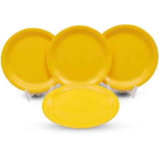 Ariya 11-Inch Melamine Dinner Plate Pack of 4 (Radiant Yellow) | Full Serving Plates for Lunch, Dinner, Snacks | Unbreakable, BPA-Free, Microwave & Dishwasher Safe Tableware for Home & Kitchen