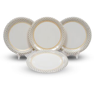 Ariya 11 Inches Melamine Dinner Plate Set | Set of 4 | Royal Blue Border | Microwave & Dishwasher Safe Dinnerware | Full Serving Plate Set for Snacks, Breakfast, Lunch, Dinner | Kitchen Essentials