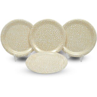 Ariya 11 Inches Melamine Dinner Plate Set of 4 (Elysian Gold) Microwave & Dishwasher Safe Dinnerware, Full Serving Plate Set for Snacks, Breakfast, Lunch, Dinner, Break Resistant, All Occasions