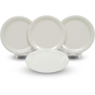 Ariya 11 Inches Melamine Dinner Plate Set of 4 (Milky Mist) Microwave & Dishwasher Safe Dinnerware, Full Serving Plate Set for Snacks, Breakfast, Lunch, Dinner, Break Resistant, All Occasions