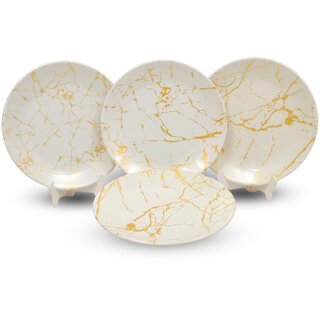 Ariya 10.5 Inches Melamine Dinner Plate Set of 4 (Milky Mist) Microwave & Dishwasher Safe Dinnerware, Round Full Serving Plate Set for Breakfast, Lunch, Dinner, Snacks, Break Resistant, All Occasions