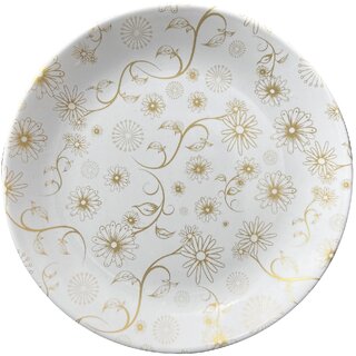 Ariya 10.5 Inches Melamine Dinner Plate Set of 4 (Golden Fleur) Microwave & Dishwasher Safe Dinnerware, Round Full Serving Plate Set for Breakfast, Lunch, Dinner, Snacks, Break Resistant,All Occasions