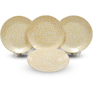 Ariya 10.5 Inches Melamine Dinner Plate Set of 4 (Elysian Gold) Microwave & Dishwasher Safe Dinnerware, Round Full Serving Plate Set for Breakfast, Lunch, Dinner, Snacks, Break Resistant,All Occasions