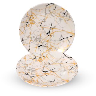 Ariya 10.5 Inches Melamine Dinner Plate Set of 2 (Luxury Gold) Microwave & Dishwasher Safe Dinnerware, Round Full Serving Plate Set for Breakfast, Lunch, Dinner, Snacks, Break Resistant, All Occasions
