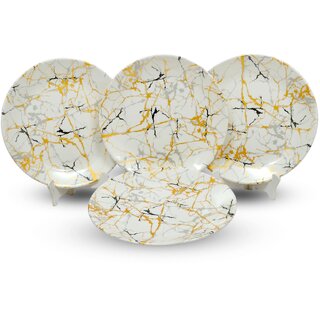 Ariya 10.5 Inches Melamine Dinner Plate Set of 4 (Luxury Gold) Microwave & Dishwasher Safe Dinnerware, Round Full Serving Plate Set for Breakfast, Lunch, Dinner, Snacks, Break Resistant, All Occasions