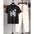 AUSK Mens Casual Printed Cotton Blend Black & Beige Summer wear Co-ords set of T-Shirt & Trakpant