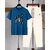 AUSK Mens Casual Printed Cotton Blend Teal Blue & Beige Summer wear Co-ords set of T-Shirt & Trakpant