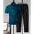AUSK Mens Casual Printed Cotton Blend Teal Blue & Black Summer wear Co-ords set of T-Shirt & Trakpant