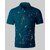 AUSK Mens Casual Printed Cotton Blend Teal Blue & Black Summer wear Co-ords set of T-Shirt & Trakpant