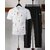 AUSK Mens Casual Printed Cotton Blend White & Black Summer wear Co-ords set of T-Shirt & Trakpant