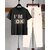 AUSK Mens Casual Printed Cotton Blend Black & Beige Summer wear Co-ords set of T-Shirt & Trakpant