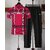 AUSK Mens Casual Printed Cotton Blend Pink & Black Summer wear Co-ords set of T-Shirt & Trakpant