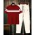 AUSK Mens Casual Checkered Cotton Blend Black & Maroon Summer wear Co-ords set of T-Shirt & Trakpant