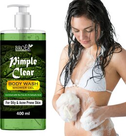 Broer Pimple Clear Body Wash with Tea Tree Oil  Salicylic Acid - Acne  Oil Control (400 ml)