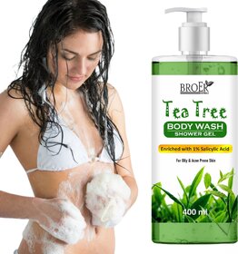 Broer Tea Tree Body Wash with Salicylic Acid - Antibacterial  Oil Control Shower Gel (400 ml)