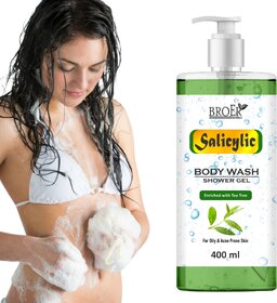 Broer Salicylic Body Wash with Tea Tree - Acne  Oil Control, Deep Cleanse Shower Gel (400 ml)