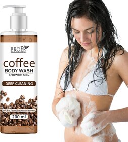 Broer Coffee Body Wash - Energizing, Exfoliating, Refreshing Shower Gel | Paraben Free (200 ml)