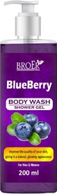 Broer Blueberry Body Wash Shower Gel For Men & women | Improve Skin Quality, SLS Free (200 ml)