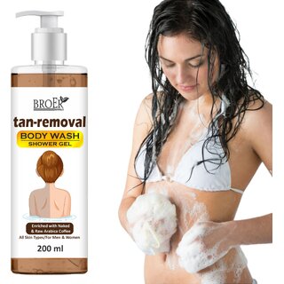 Broer Tan Removal Body Wash with Coffee  De-Tan  Deep Cleansing Shower Gel For Women (200 ml)