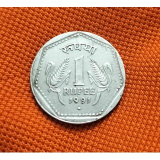 one rupees 1991 noida copper nickle 6 gm