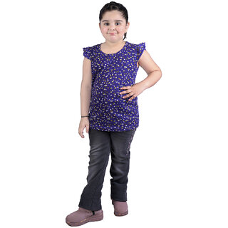 Kid Kupboard Cotton Girls Top, Dark Blue, Sleeveless, 7-8 Years KIDS8312