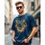 AUSK Mens Casual Printed Cotton Blend Teal Blue & Black Summer wear Co-ords set of T-Shirt & Trakpant