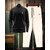 AUSK Mens Casual Printed Cotton Blend Beige & Black Summer wear Co-ords set of T-Shirt & Trakpant