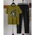 AUSK Mens Casual Printed Cotton Blend Green & Black Summer wear Co-ords set of T-Shirt & Trakpant