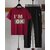 AUSK Mens Casual Printed Cotton Blend Maroon & Black Summer wear Co-ords set of T-Shirt & Trakpant