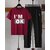 AUSK Mens Casual Printed Cotton Blend Purple & Black Summer wear Co-ords set of T-Shirt & Trakpant