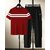 AUSK Mens Casual Striped Cotton Blend Black & Maroon Summer wear Co-ords set of T-Shirt & Trakpant