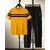 AUSK Mens Casual Striped Cotton Blend Black & Mustard Summer wear Co-ords set of T-Shirt & Trakpant