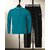 AUSK Mens Casual Striped Cotton Blend Black & Teal Blue Summer wear Co-ords set of T-Shirt & Trakpant