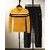 AUSK Mens Casual Striped Cotton Blend Black & Mustard Summer wear Co-ords set of T-Shirt & Trakpant